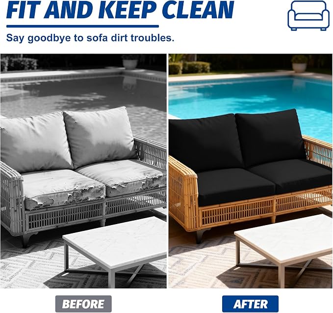 4Pcs Patio Cushion Covers, Outdoor Stretch Cushion Covers, Washable | Stretch - Image 5