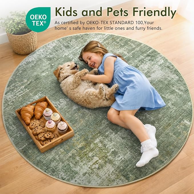 6Ft Round Area Rugs for Living Room, Soft Non-Slip Washable Rugs Modern - Image 5