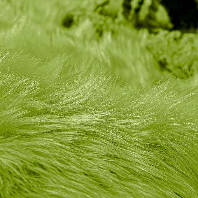 Goolela Lime Green Sheepskin Rug 2x6 Fluffy Fuzzy Furry Runner - Image 6