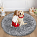 Grey Round Rugs for Bedroom, 4x4 Ft Fluffy Circle Area Rug for Kids Room by TENNOLA