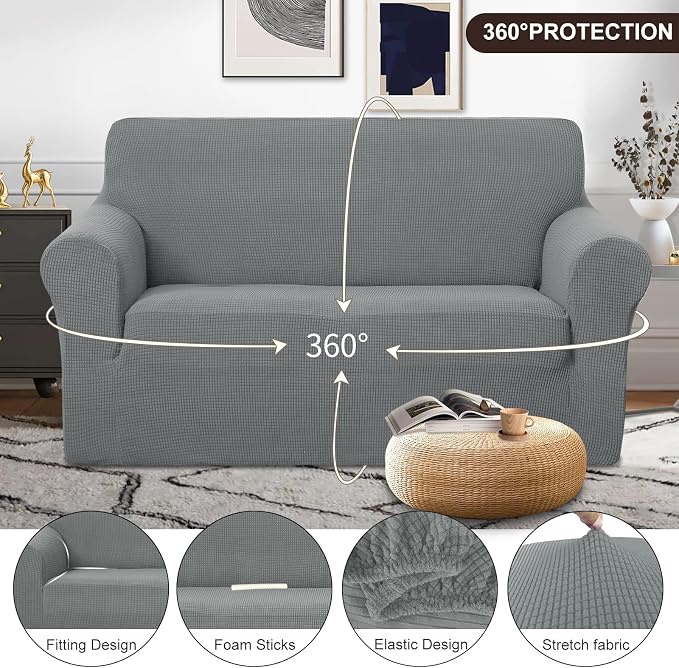U-NICE HOME Loveseat Cover Stretch Couch Cover Sofa Slipcover, 1-Piece Sofa - Image 3