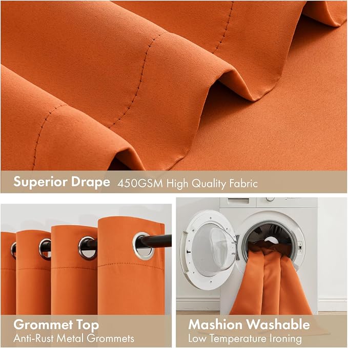 MIULEE Fall Orange 100% Blackout Curtains - Image 7