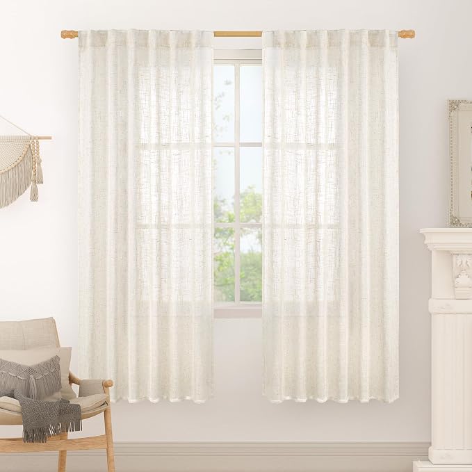 68 inch Length Linen Curtains for Living Room 2 Panels, 52 x 68 Inch | Linen by LAMIT
