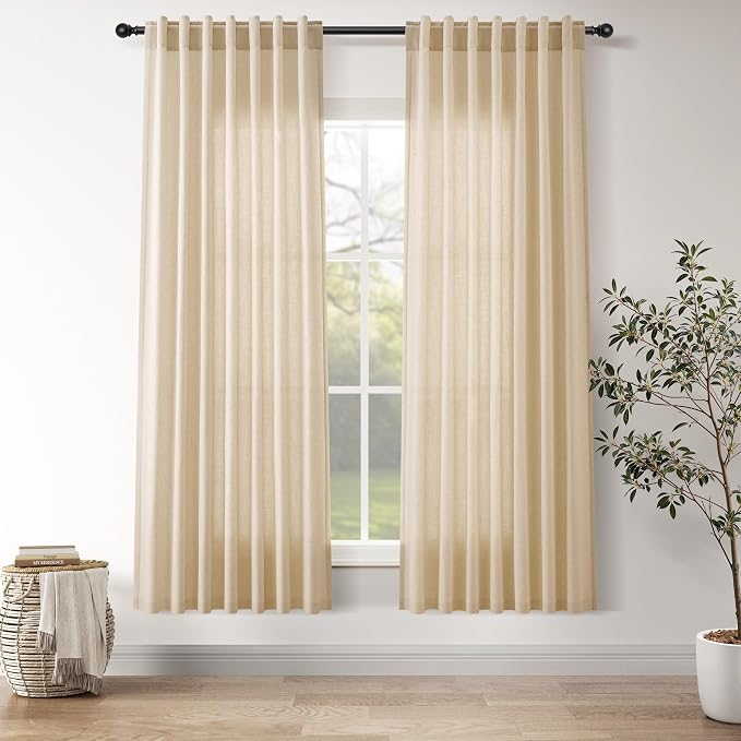 Tan Semi Sheer Curtains 72 Inches Long by Nanspring