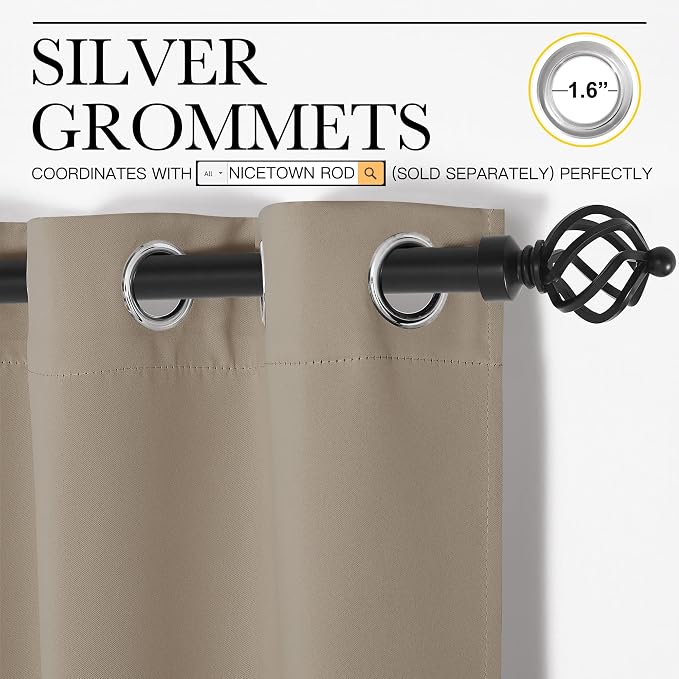 NICETOWN Window Curtain Panels, Thermal Insulated Solid Grommet Blackout - Image 3