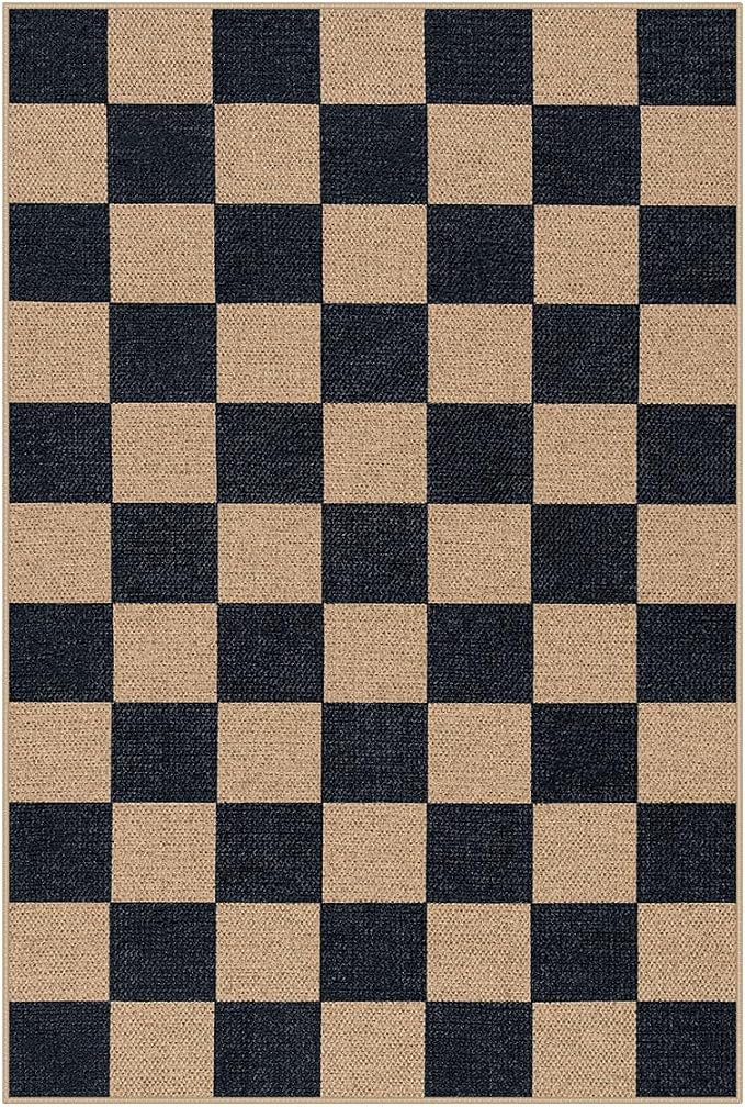 Lahome Checkered Easy Jute Front Door Mat, 2x3 Kitchen Outdoor Rug Washable | - Image 9