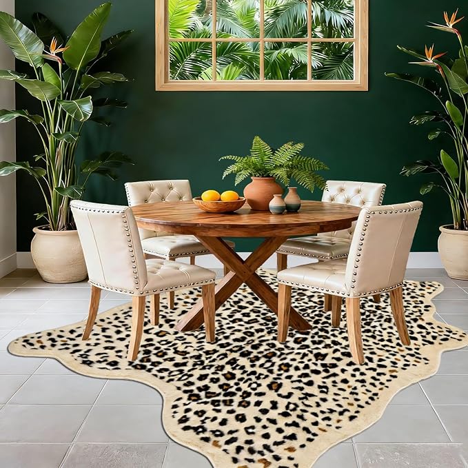 Cheetah Rug, Leopard Print Rug 5.2x6.6 Faux Animal Print Carpet Cheetah Area Rug - Image 3