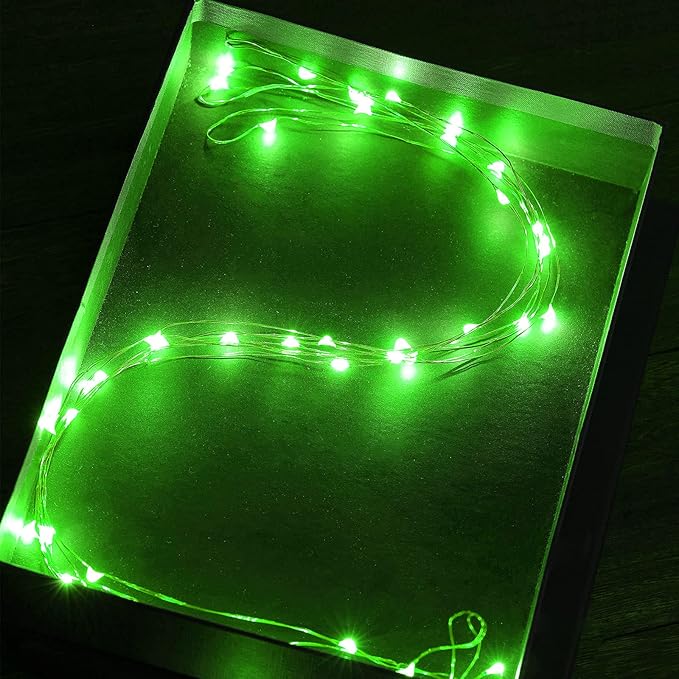 Mikasol Fairy Lights Battery Operated, 2 Pack Mini 3*AAA Battery Powered Copper Wire Led Starry String Lights Firefly Lights for Bedroom, Christmas, Parties, Decoration (5m/16ft Green)