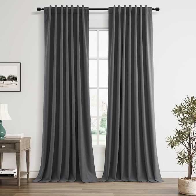 100% Blackout Curtains 102 Inch Length 2 Panels Set by Guken