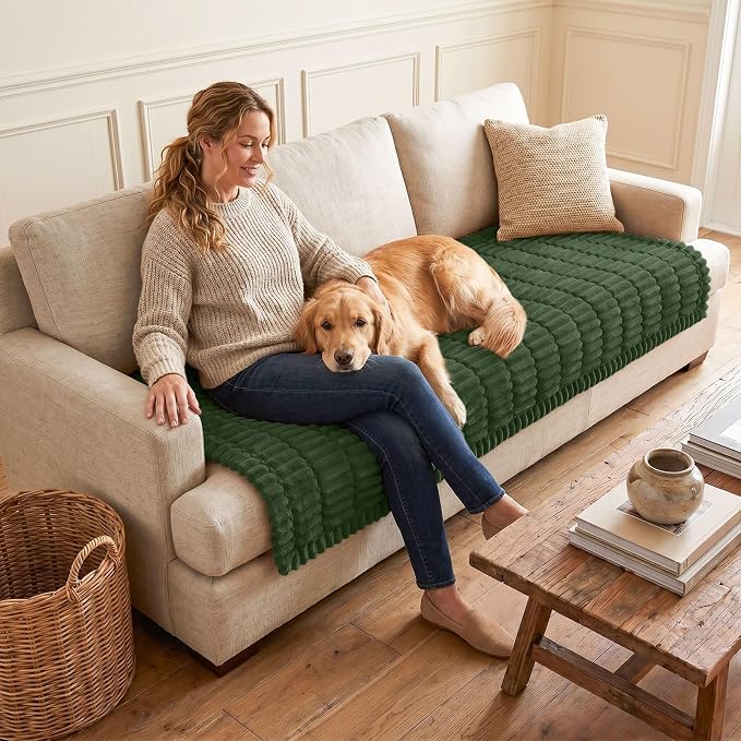 Couch Cover for Dogs, Washable Non Slip Plush Flannel Sofa Protector | Thick - Image 2
