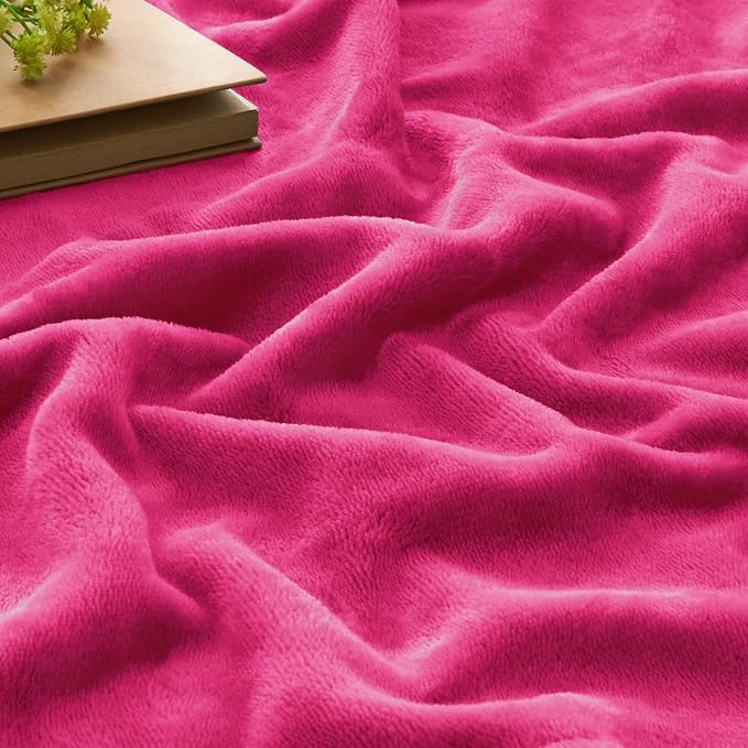 BEDELITE Fleece Blanket Soft Plush Queen Size Bed Blanket Hot Pink 90"x90" | - Image 4