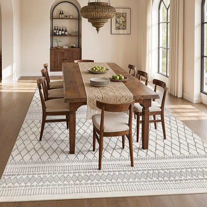 cotiled Boho 10x12 Area Rug for Living Room: Large Moroccan Washable Rug | - Image 7