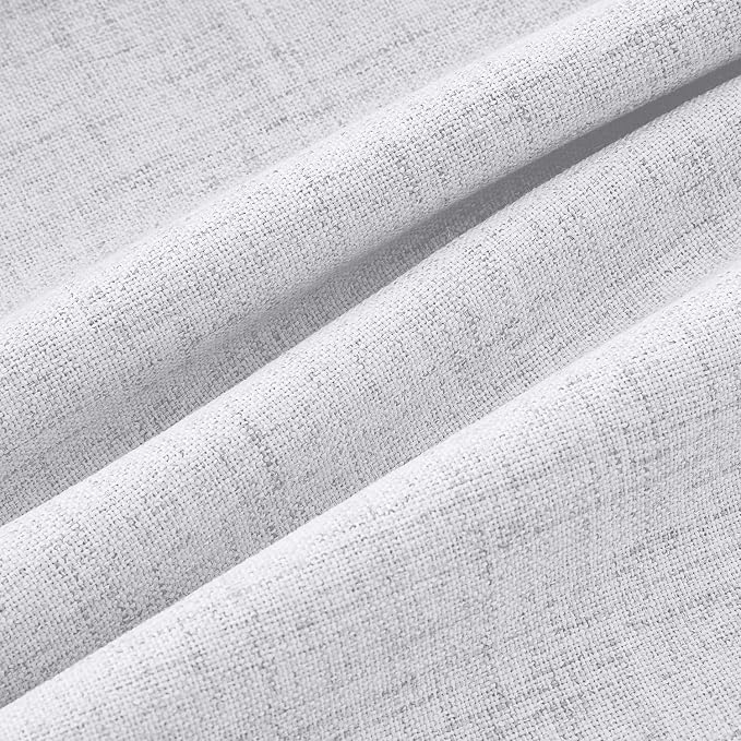 MIULEE 100% Blackout Linen Curtains 42 x 63 Inch Grayish White 2 Panels | - Image 9