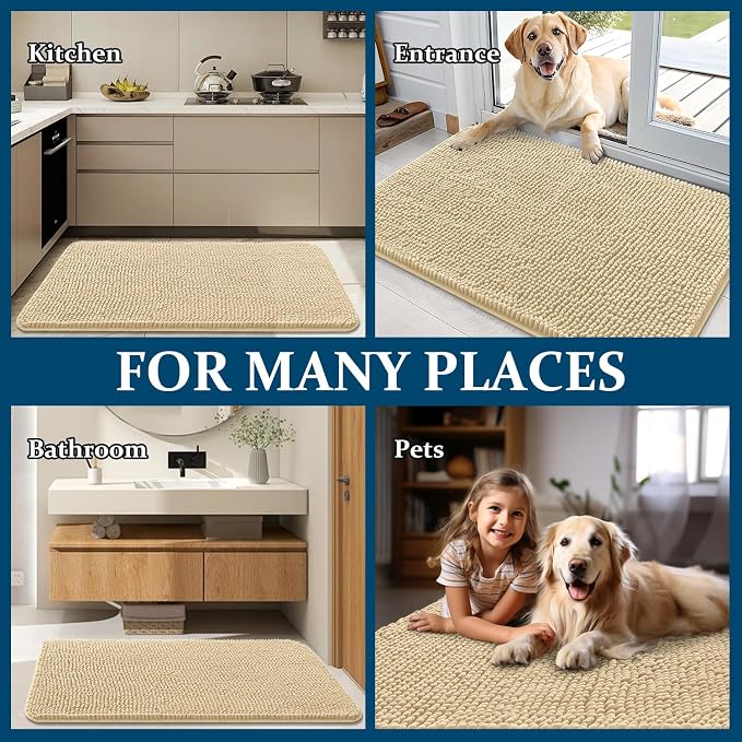 OLANLY Dog Door Mat for Muddy Paws 36x24, Super Absorbent Chenille Mud Mat | - Image 8
