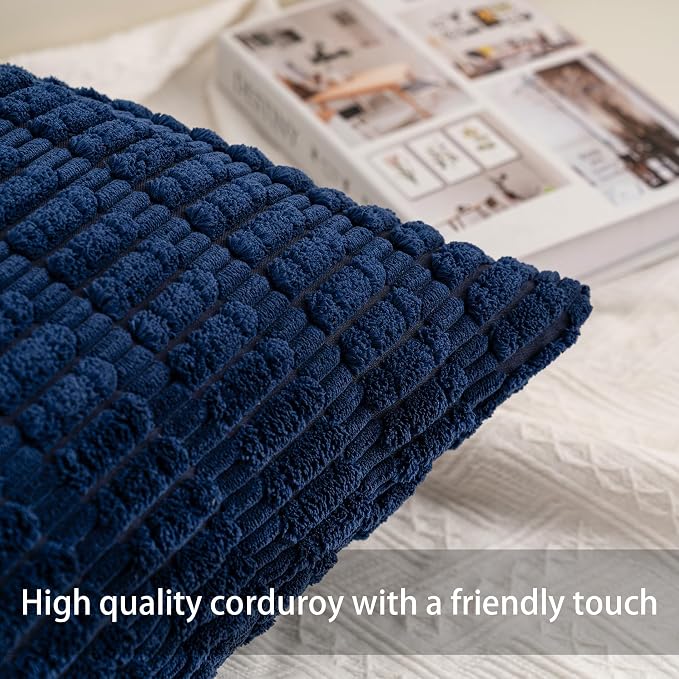 Aegero Pack of 2 Corduroy Decorative Throw Pillow Covers 22x22 Inch - Image 2