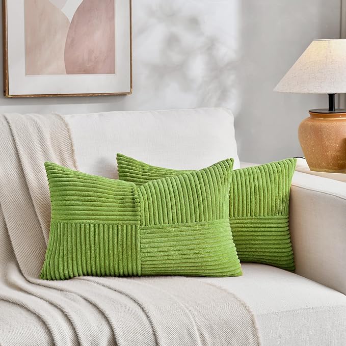 Fancy Homi Set of 2 Lime Green Long Lumbar Decorative Throw Pillow Covers 16x24 - Image 5