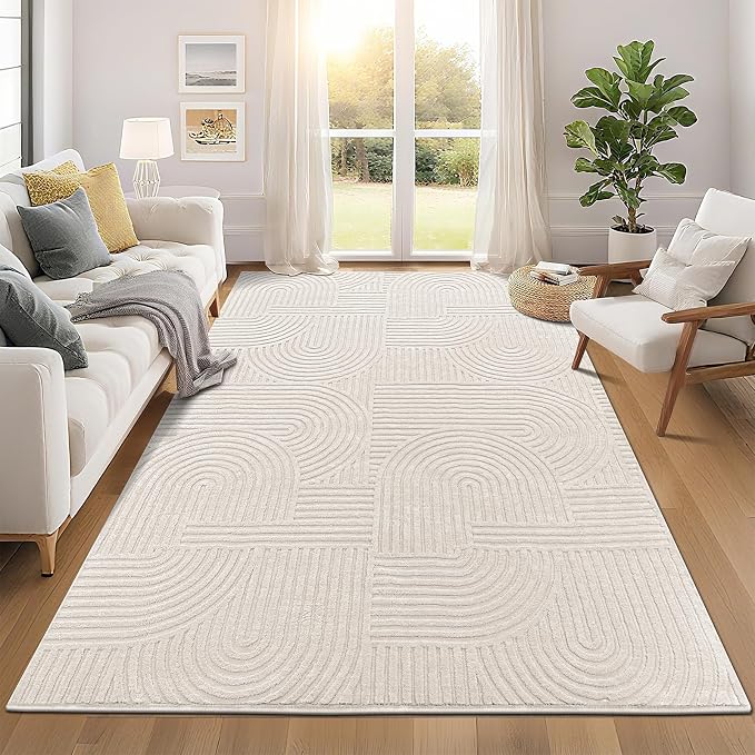 Pauwer 6x9 Area Rugs for Living Room, Modern Non Slip Washable Rug, Soft Fluffy by Pauwer