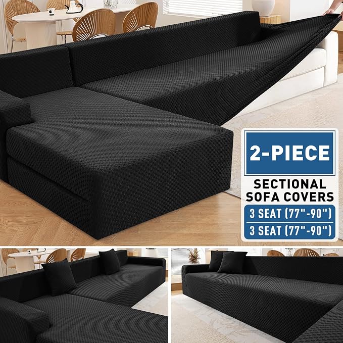 ZNSAYOTX Sectional Couch Covers, Stretch Jacquard Slipcovers - Image 4