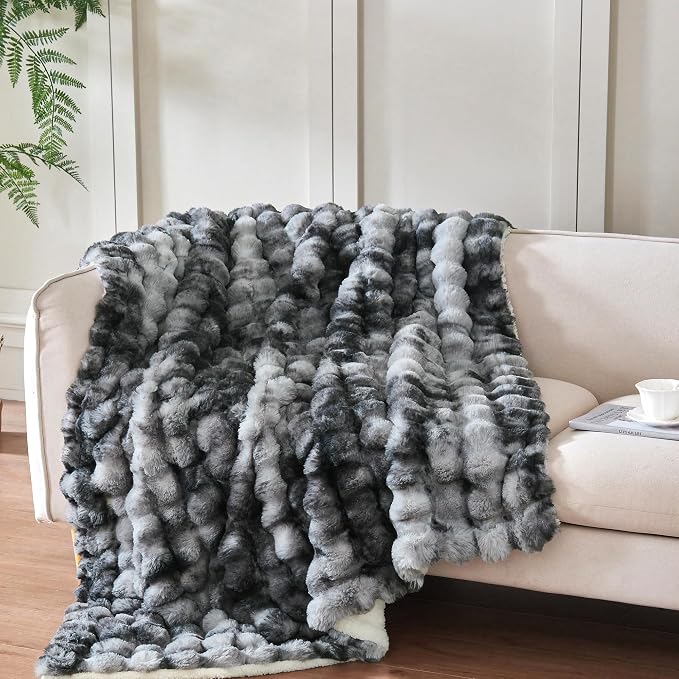 50x60 Inches Ultra-Soft Fuzzy Faux Fur Plush Throw Blanket by Serenhom