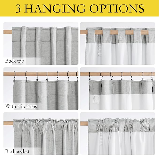 NICETOWN Grey Long Linen Full Shade Panels, Pair of Thermal Insulated & Energy - Image 6