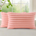 decorUhome Fall Faux Fur Throw Pillow Covers 12x20 Set of 2 Blush Pink | by decorUhome