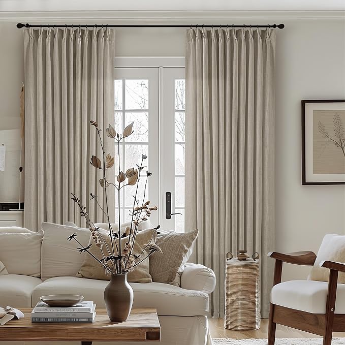 Burlywood Birch Pinch Pleat Linen Curtains 108 Inches Long 70 Inch Wide | Light - Image 9