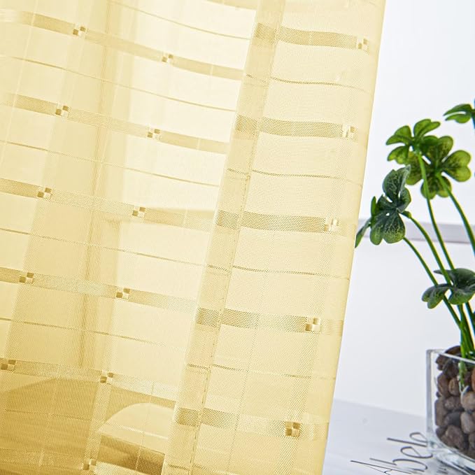 SpaceDresser Check Sheer Curtains 96 Inches Long - Image 2