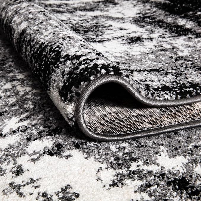 Keen Home Design Area Rugs - 10x14 Non-Shedding, Abstract Rugs for Kitchen, Living Room, Bedroom, Dining Room, Entryway - Size: 9'10" x 14', Abstract Black