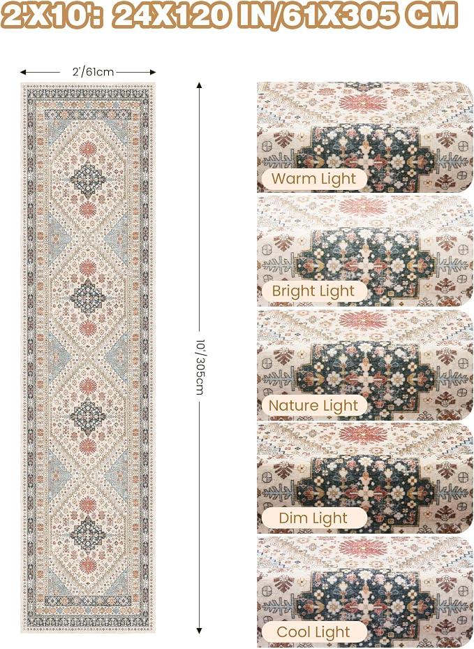 Runner Rug 2x10, Washable Rugs for Entryway Rug, Bathroom Bedroom - Image 9