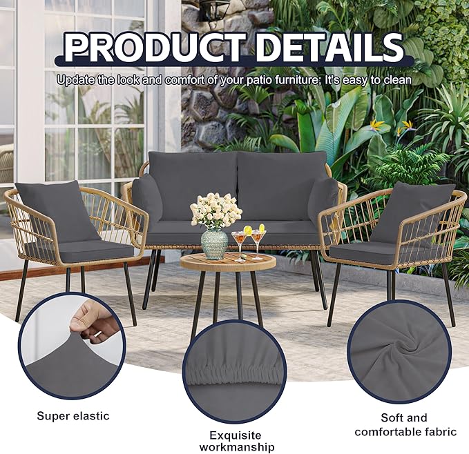 12Pcs Patio Cushion Covers, Outdoor Stretch Cushion Covers, Washable | Stretch - Image 3