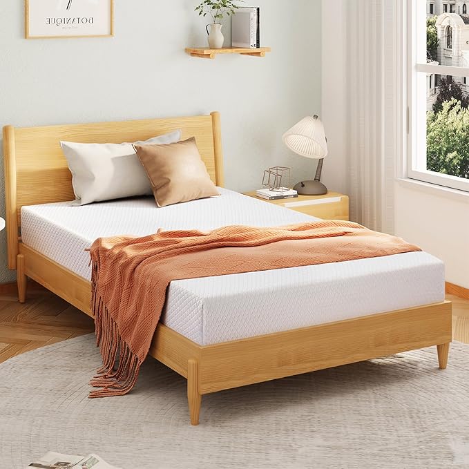 EGOHOME 10 Inch Queen Mattress, Memory Foam Mattress in a Box with Cooling Green Tea Gel, Relieve Pressure with Medium Support, CertiPUR-US Certified, 80''L x 60''W, White