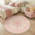 RELEANY Washable Area Rug, Round 4ft, Water Repellent, Pet Friendly, Vintage by RELEANY