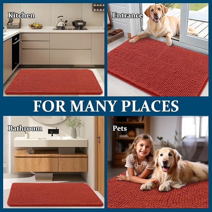 OLANLY Dog Door Mat for Muddy Paws 47x17, Super Absorbent Chenille Mud Mat | - Image 8