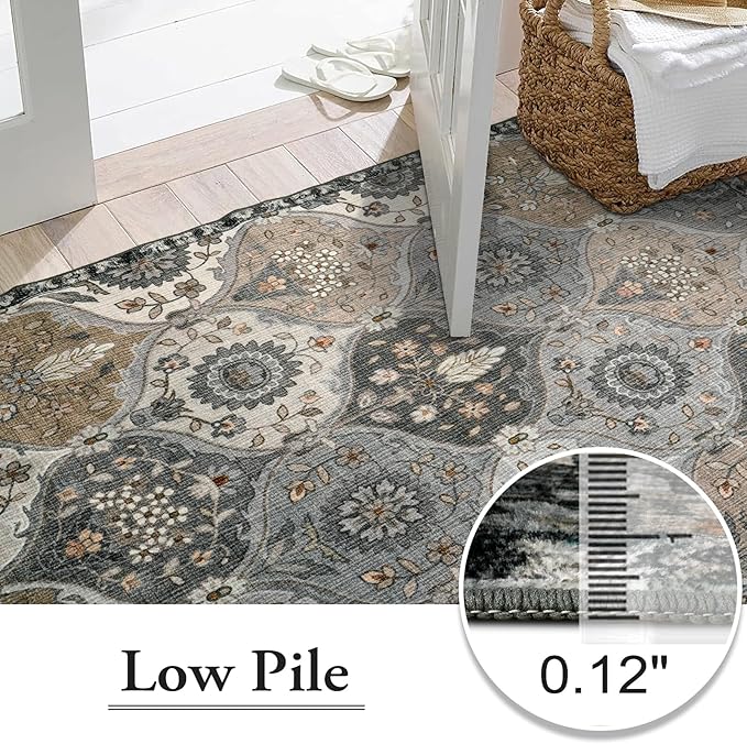 Lahome Moroccan 9x12 Rug for Living Room, Soft Washable Grey Bedroom Rug | - Image 6