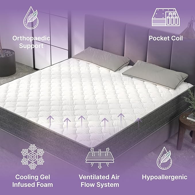 NapQueen Full Mattress, 12 Inch Victoria Hybrid Cooling Gel Infused Pocket Spring and Memory Foam Mattress, Full Size Mattress Bed in a Box, CertiPUR-US Certified, Fiberglass-Free Mattress