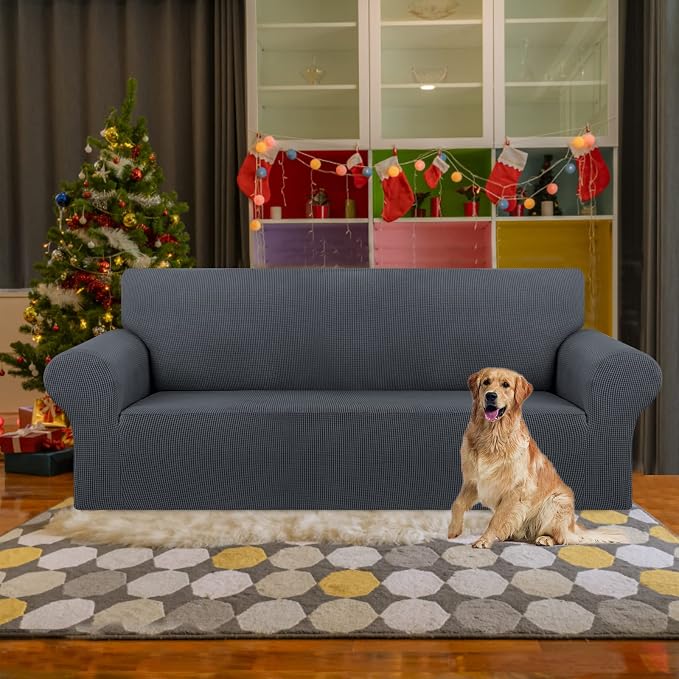 Stretch Couch Covers for Sofa, 3 Cushion Couch Slipcover, Charcoal | 1-Piece - Image 2