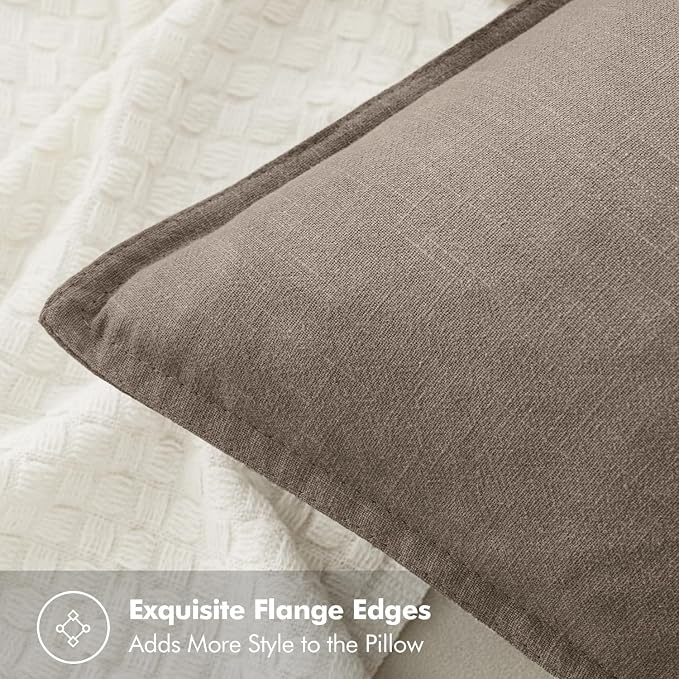 MIULEE Decorative Linen Euro Sham Pillow Covers 24x24 Dune | Boho Farmhouse​ - Image 2