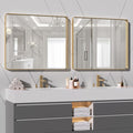 Hasipu 2 PCS Bathroom Mirror for Wall, 36 x 30 Inch Gold Metal Framed Bathroom Mirrors for Over Sink, Rectangle Bathroom Vanity Mirror, Anti-Rust, Tempered Glass, Horizontal or Vertical