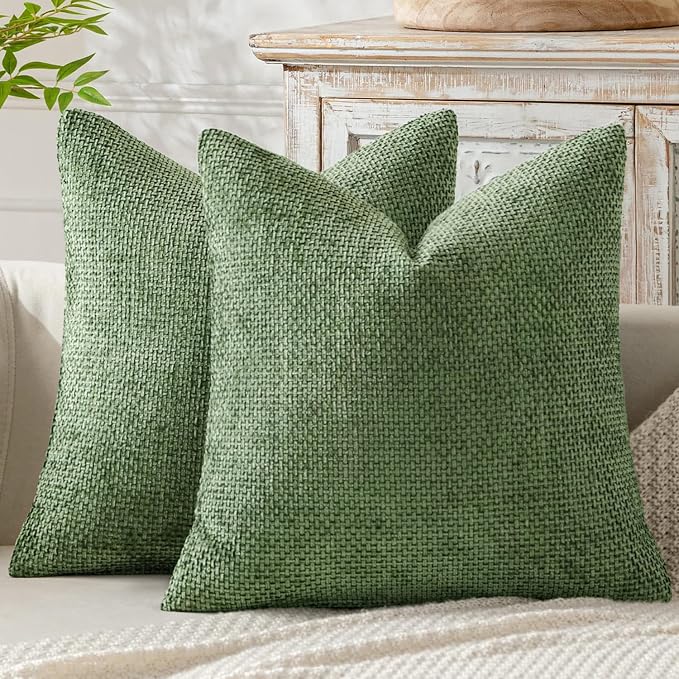 MIULEE Decorative Couch Throw Pillow Covers 18x18 Inch Sage Green 2 Pack | by MIULEE