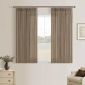 Light Brown Linen Pleated Light Filtering Country Curtains 45 Inch Length | by Twodrapes