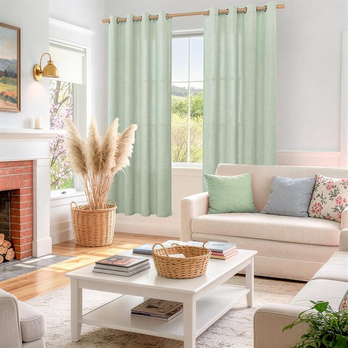YoungsTex Sage Green Linen Curtains - Image 2