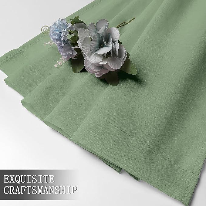 Tollpiz Short Sheer Tier Curtains Linen Textured Half Kitchen Curtain Sheers - Image 7