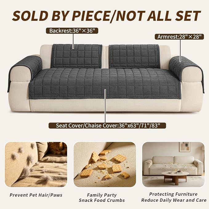Velvet Couch Covers for Sectional Sofa Washable, Non-Slip L Shaped Sectional - Image 4