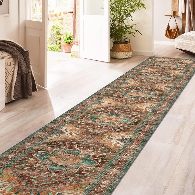 Yamaziot Washable Runner Rug, 2x12 Non-Slip Boho Hallway Kitchen Rug | Stain - Image 5
