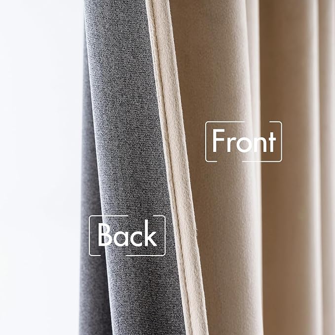 MIULEE Velvet Curtains 52x63 inches 2 Panels Camel Beige Blackout Curtains | - Image 6