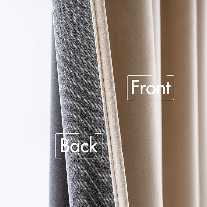 MIULEE Velvet Curtains 52x72 inches 2 Panels Camel Beige Blackout Curtains | - Image 6