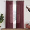 Burgundy Linen Curtains 84 Inch Length 2 Panels Set by Nanspring