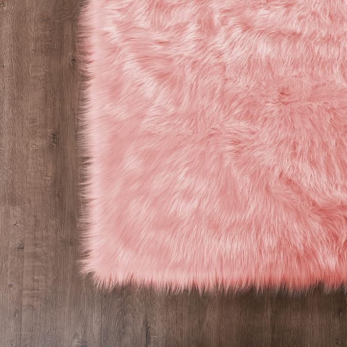 Goolela Pink Area Rug 5x7 Fluffy Fuzzy Furry Rug - Image 6