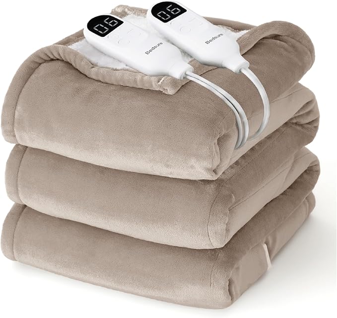 Bedsure Heated Blanket Queen Size, Dual Control Electric Blanket, Taupe | by Unknown