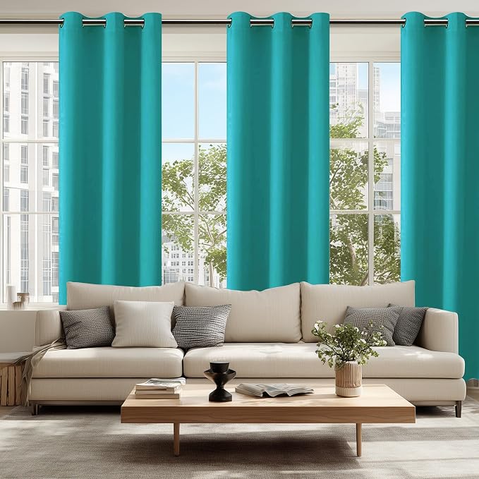 Blackout Curtains for Bedroom, Peacock Teal, 38 x 84 Inch, 2 Panels | Thermal - Image 6